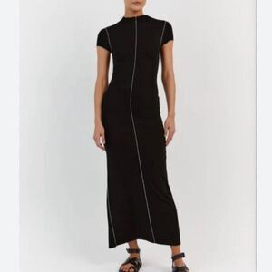 DISSH | soho black cap sleeve midi dress NWT